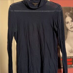 Forever 21 Navy Blue Sheer Long Sleeve Turtleneck